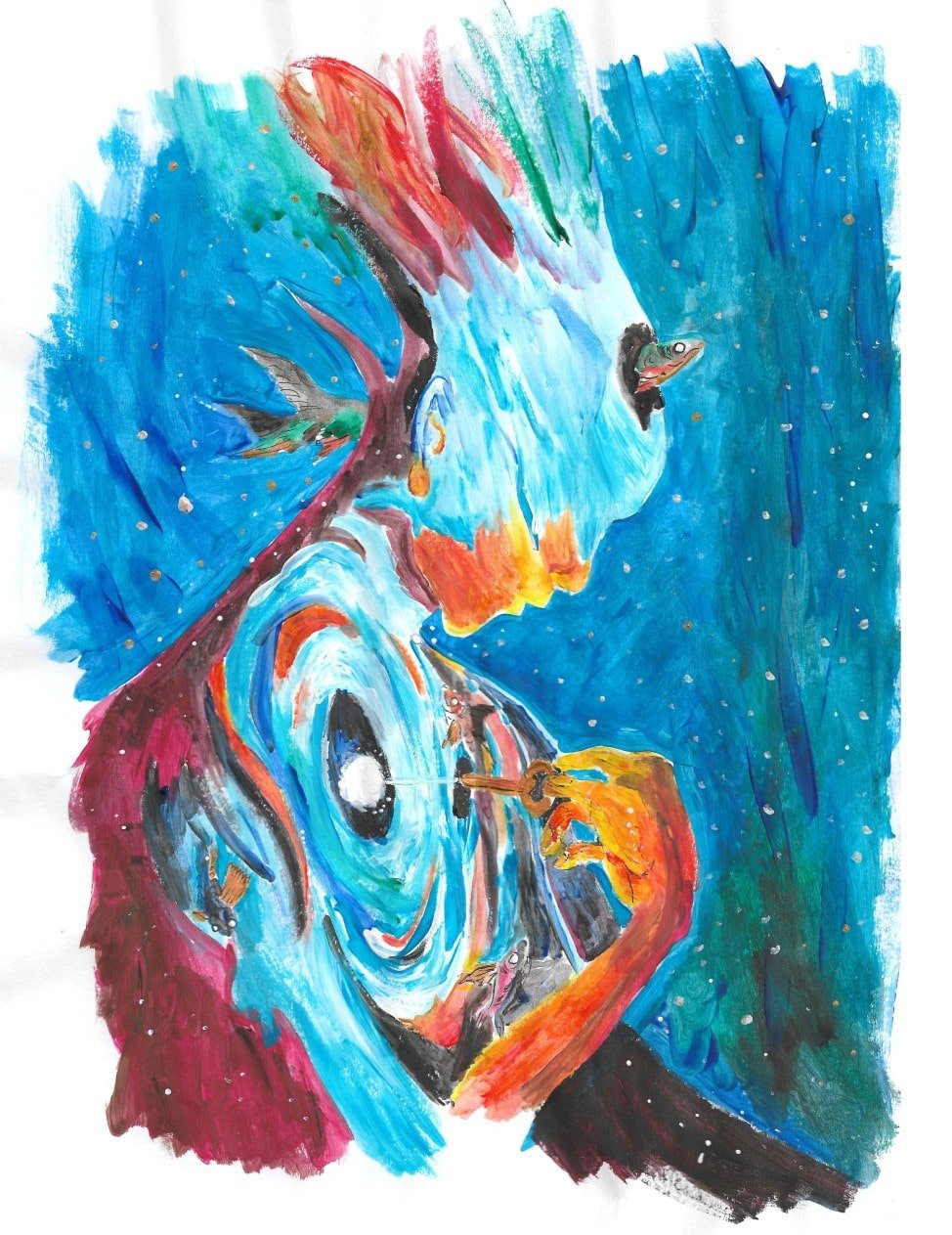 Abstrakte Illustration, die innere Bewegung, Orientierung und emotionale Klärung symbolisiert